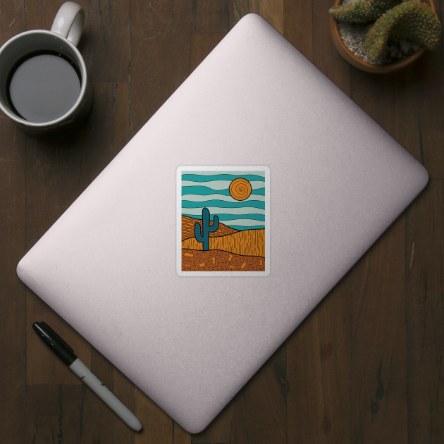 Abstract desert landscape illustration - Blue by sziszigraphics